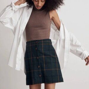 NWT Madewell Wool Button-Front Mini Skirt